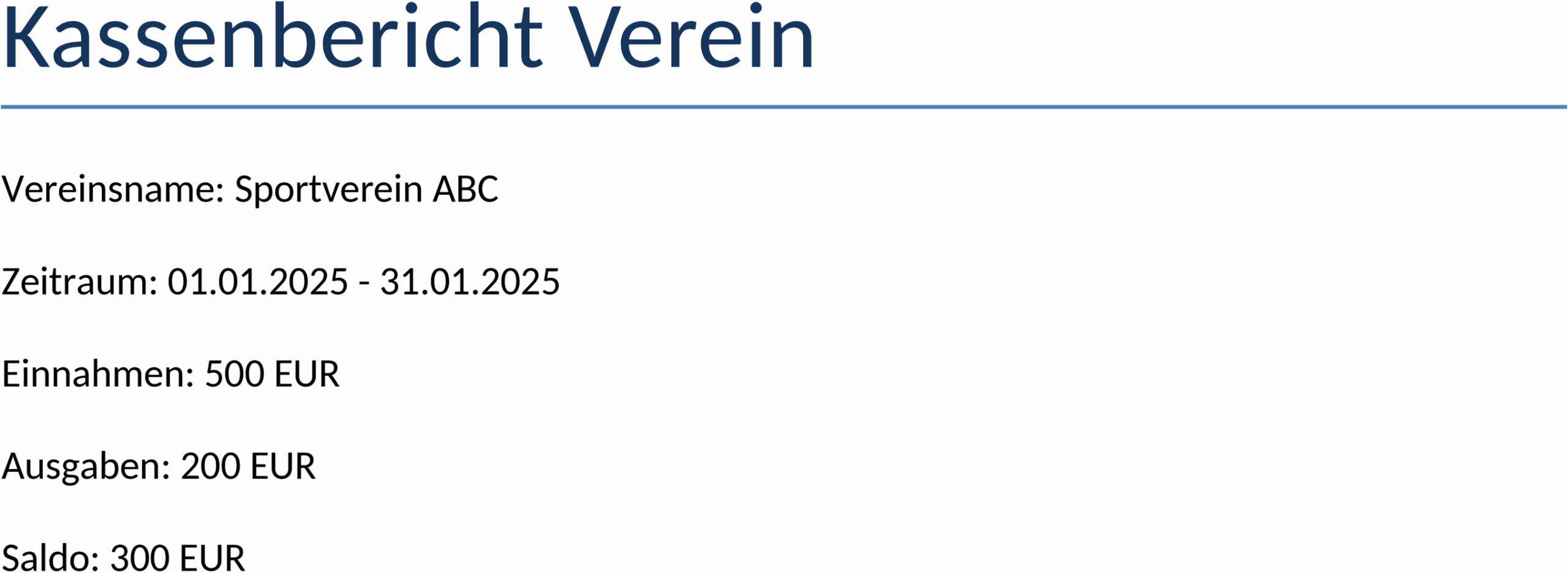 Kassenbericht Vorlage Verein