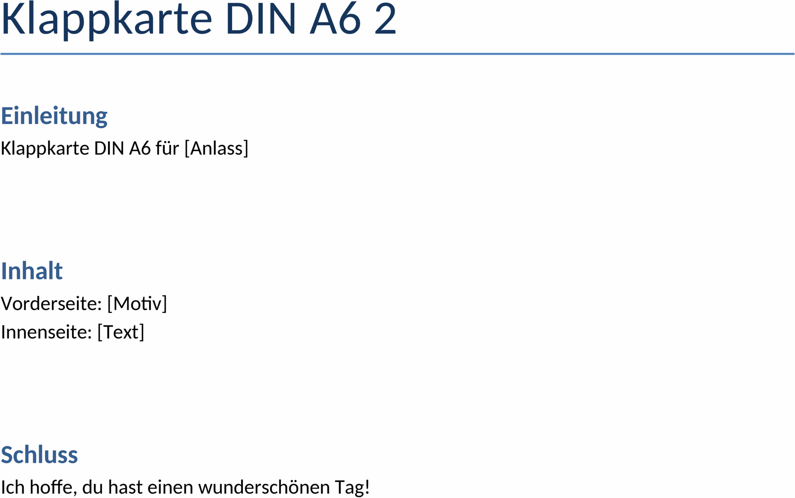 Klappkarte im DIN A6 Format