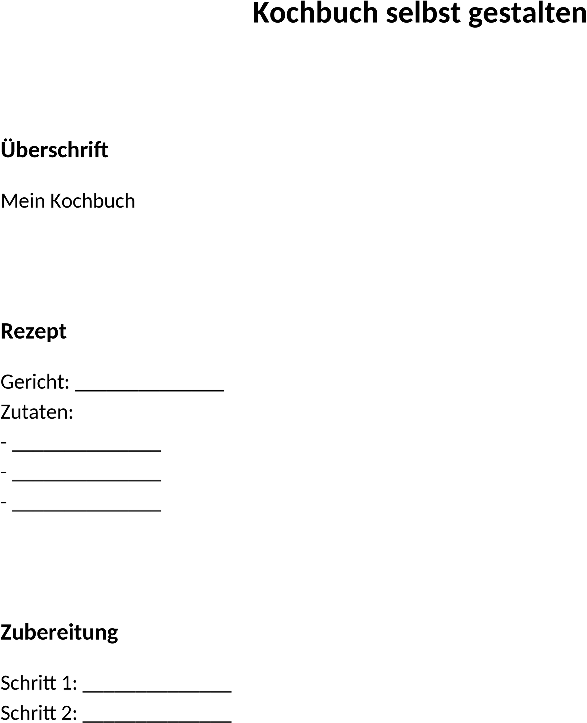 Kochbuch Word-Template: Persönliches Rezeptbuch erstellen