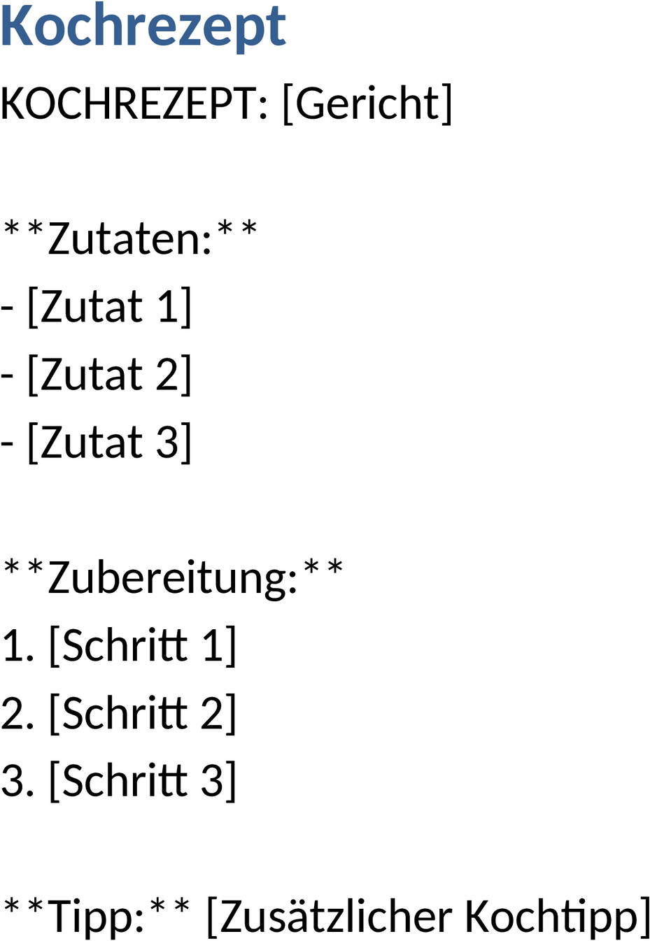 Kochrezept Word-Dokument