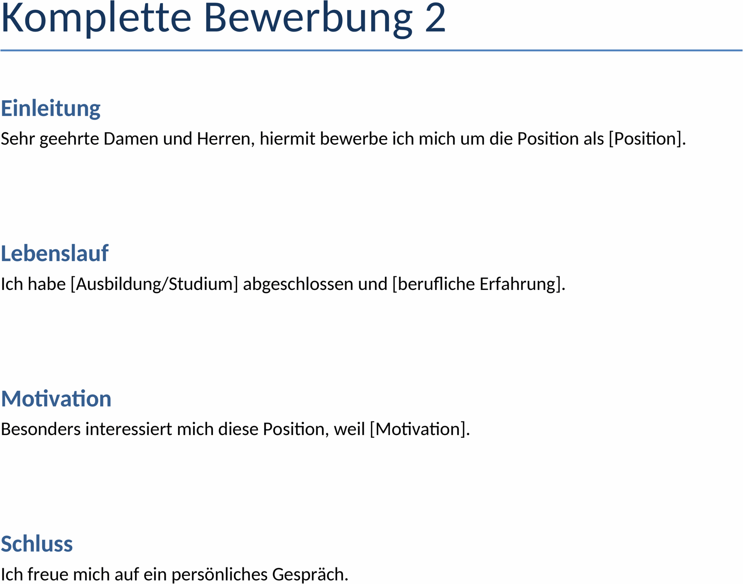 Komplette Bewerbung Word-Vorlage