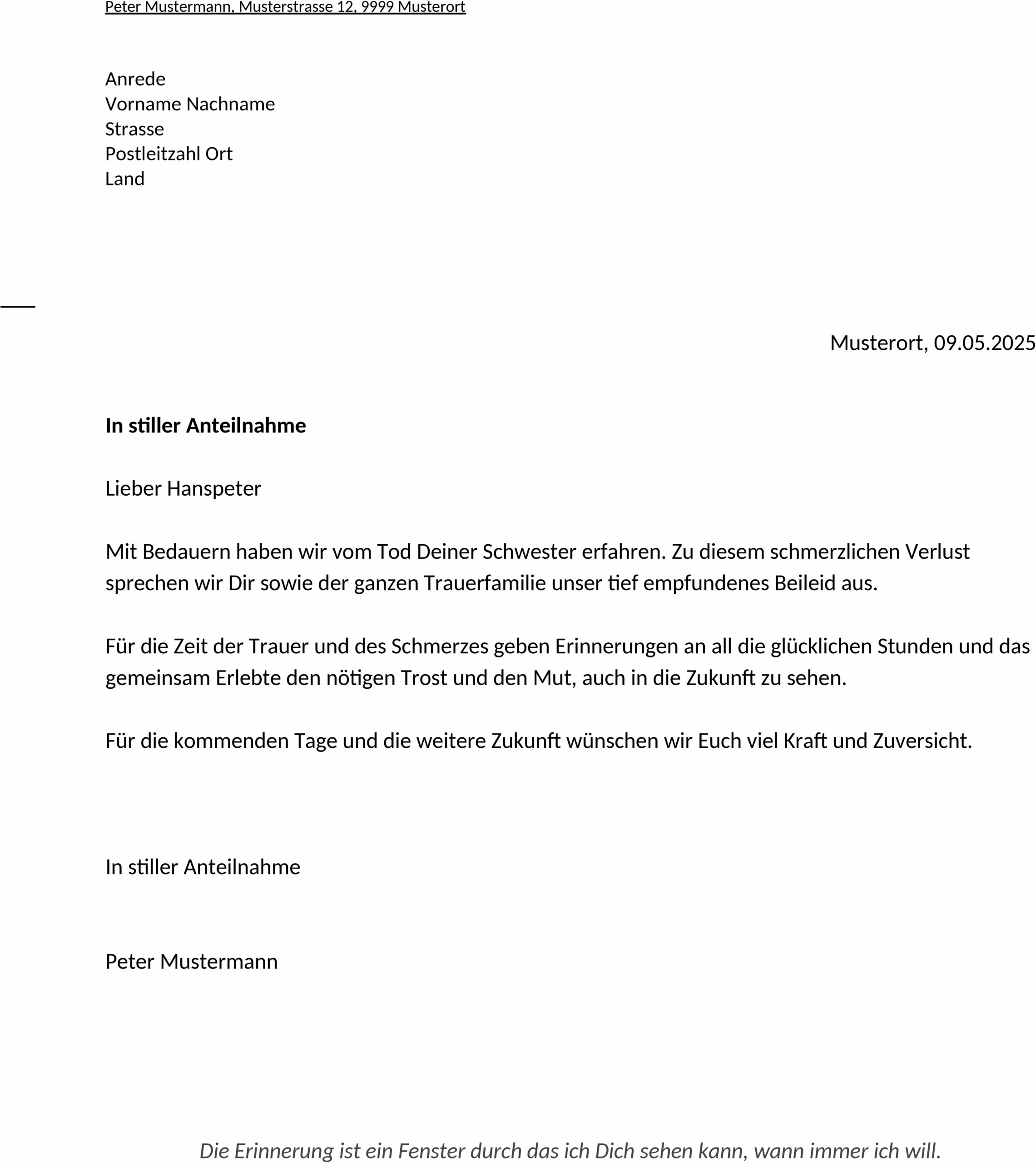 Kondolenzschreiben-Vorlage als DOC-Datei