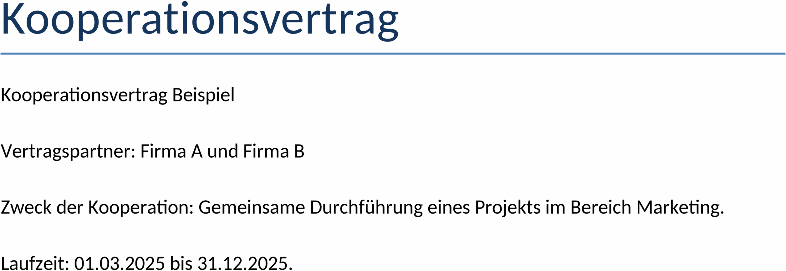 Kooperationsvertrag Word-Dokument