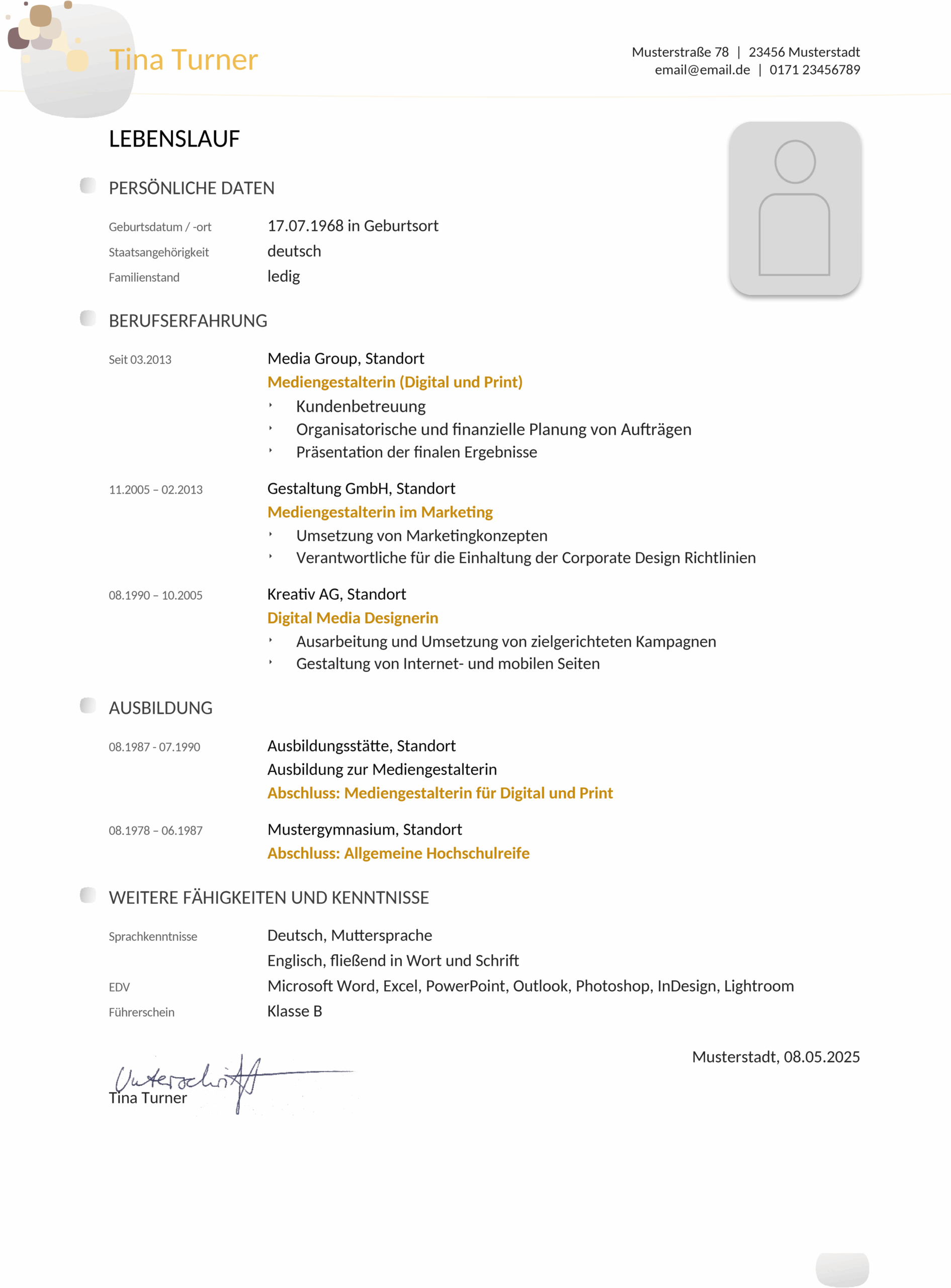 Kreative Lebenslaufvorlage im Word-Format