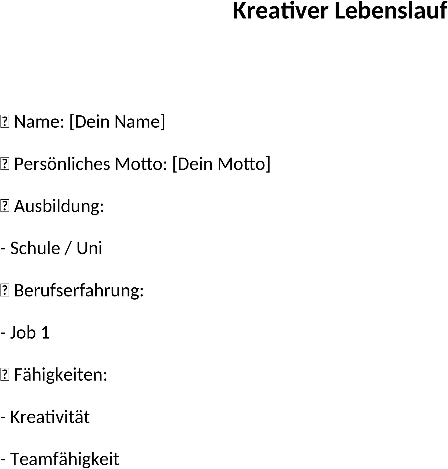 Word-Vorlage Kreativer Lebenslauf