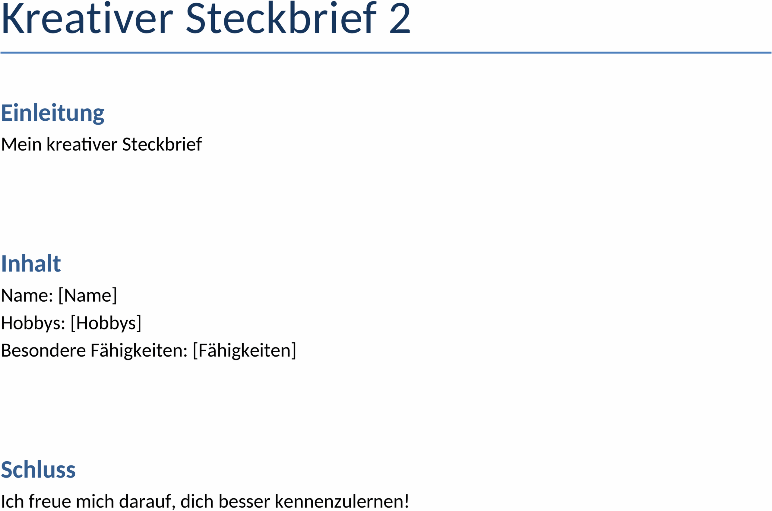 Word-Vorlage Kreativer Steckbrief