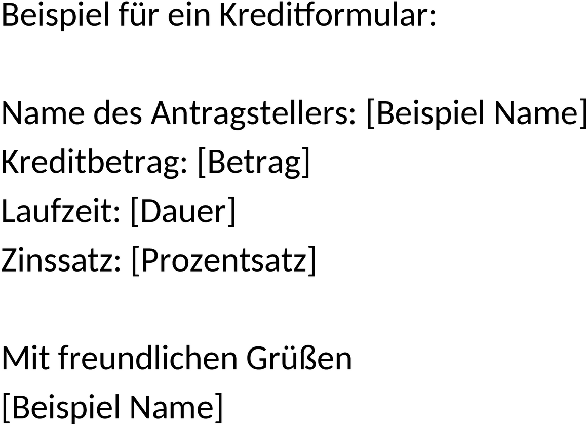Kreditformular im Word-Format