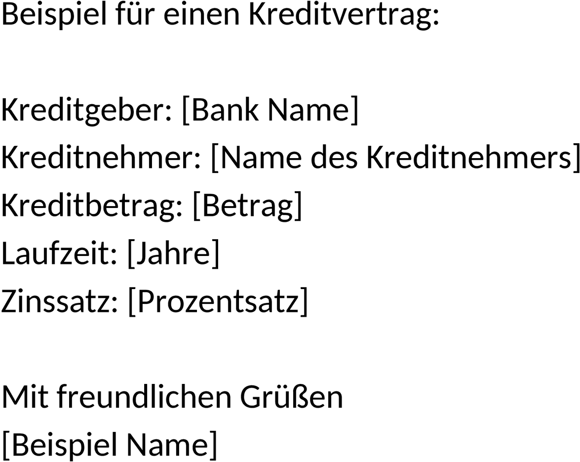 Kreditvertrag als Word-Dokument