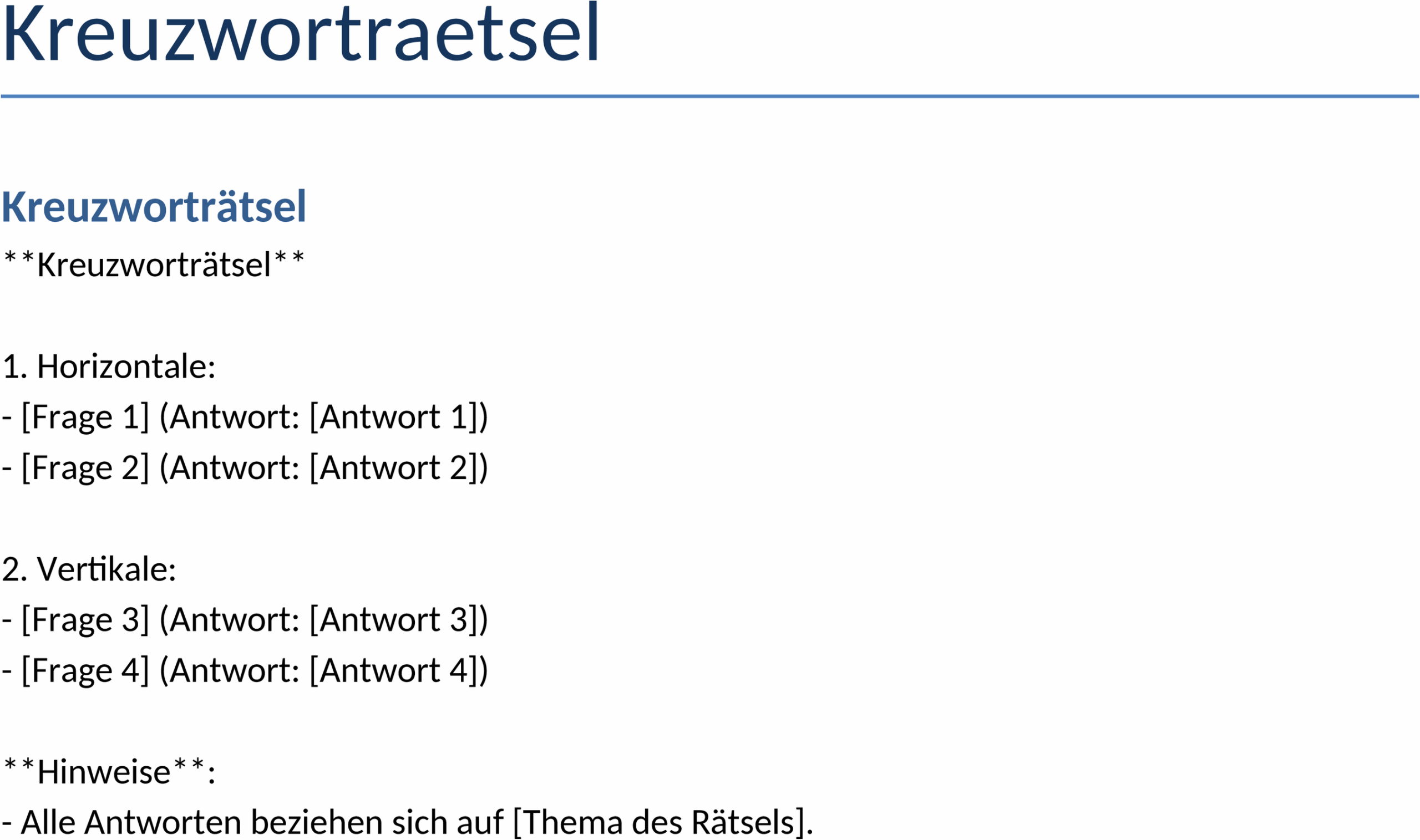 Kreuzworträtsel-Word-Template