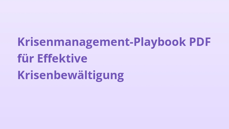 Krisenmanagement-Playbook PDF für Effektive Krisenbewältigung