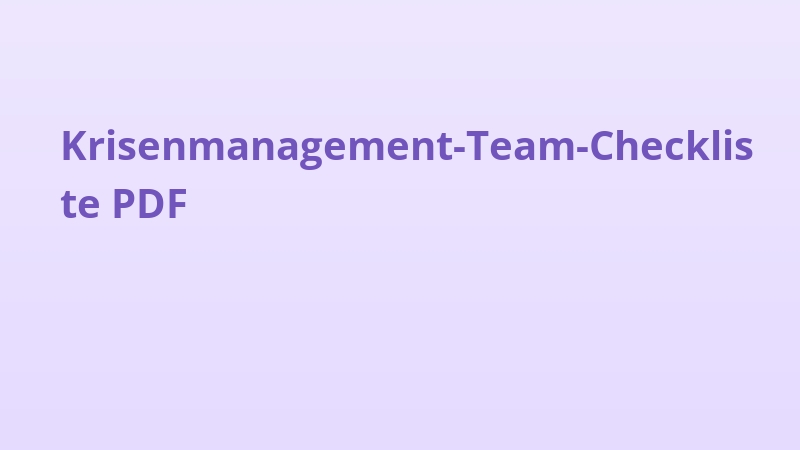 Krisenmanagement-Team-Checkliste PDF