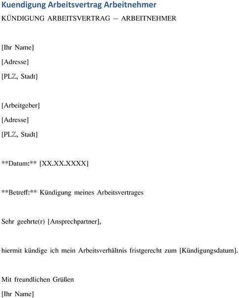 kuendigung-arbeitnehmer-vertrag-vorlage