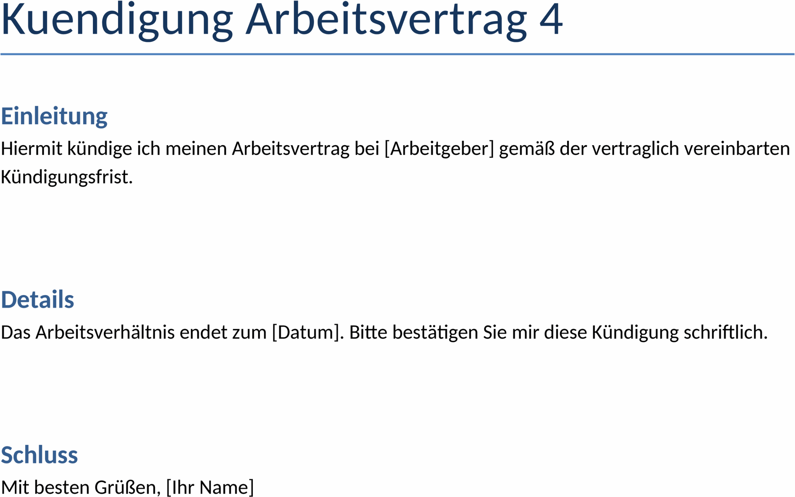 Kuendigung Arbeitsvertrag Vorlage Word