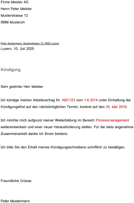 kuendigung-arbeitvertrag-schweiz