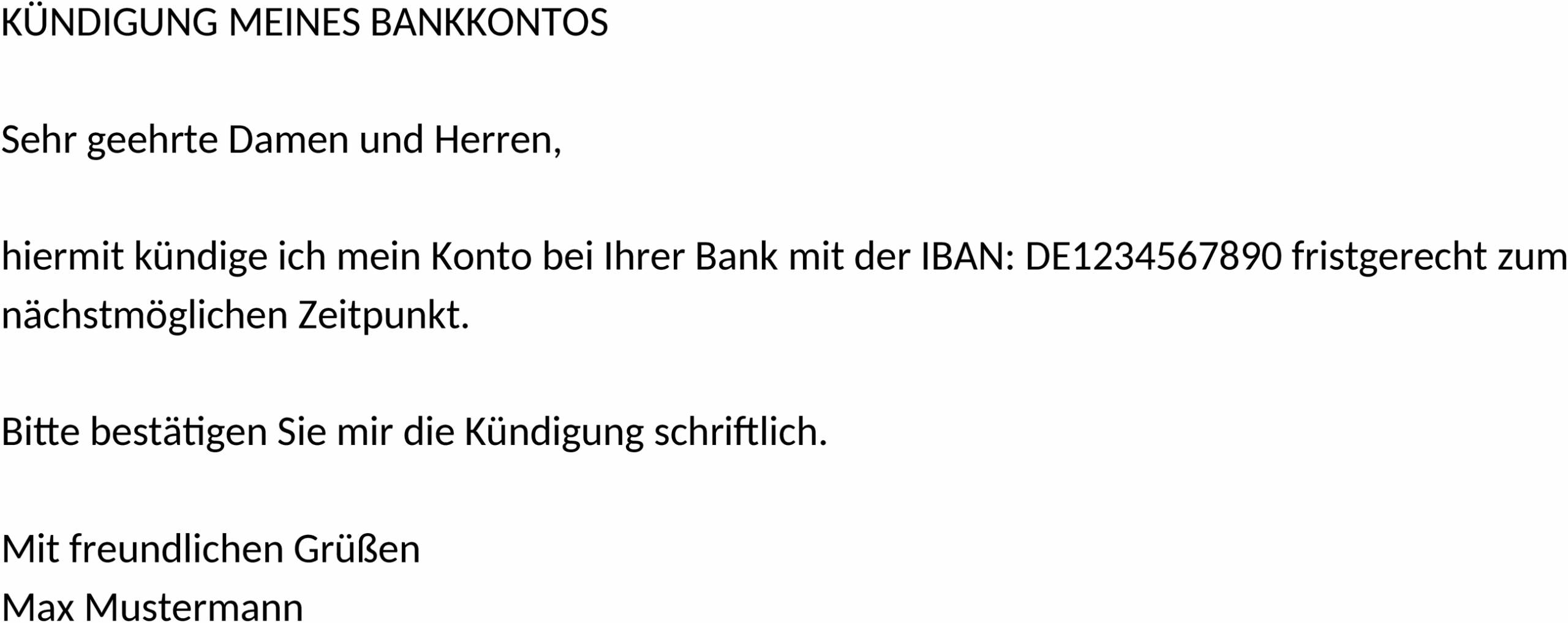 Kündigung Bankkonto Word-Vorlage