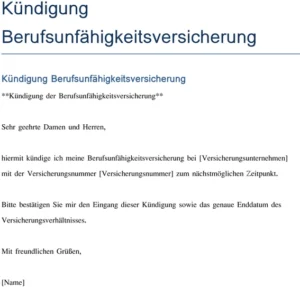 kuendigung-berufsunfaehigkeitsversicherung-vorlage