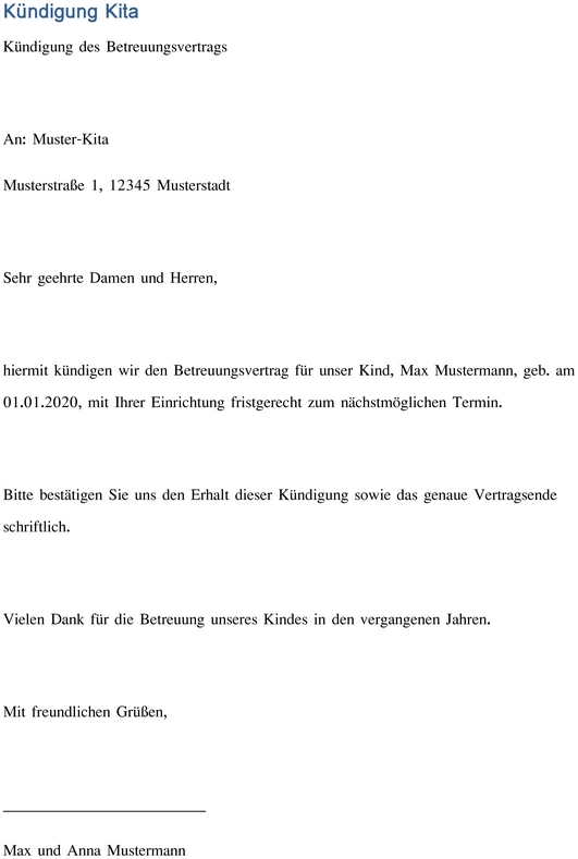 kuendigung-betreuungsvertrag-kita-vorlage