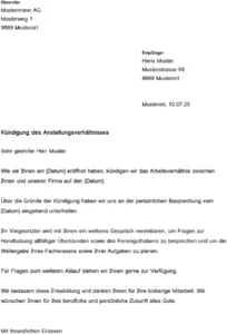 kuendigung-des-anstellungsverhaeltnisses-vorlage-arbeitsrecht