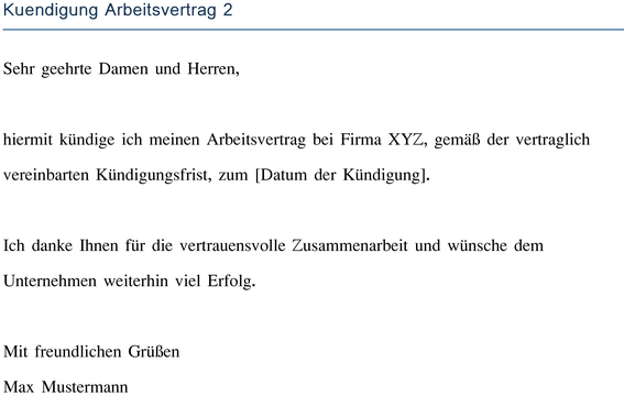 kuendigung-des-arbeitsvertrags-vorlage
