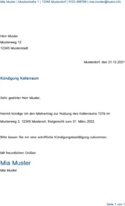 kuendigung-des-kellerraums-muster