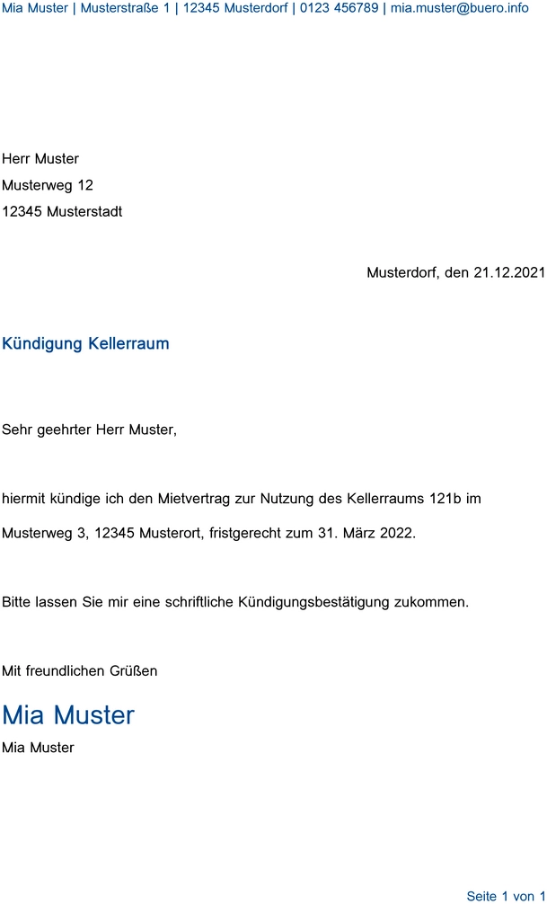 kuendigung-des-kellerraums-muster