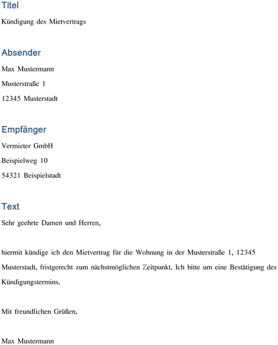 kuendigung-des-mietvertrags-vorlage