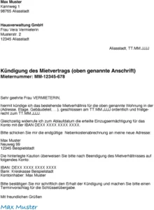 kuendigung-des-mietvertrags-vorlage