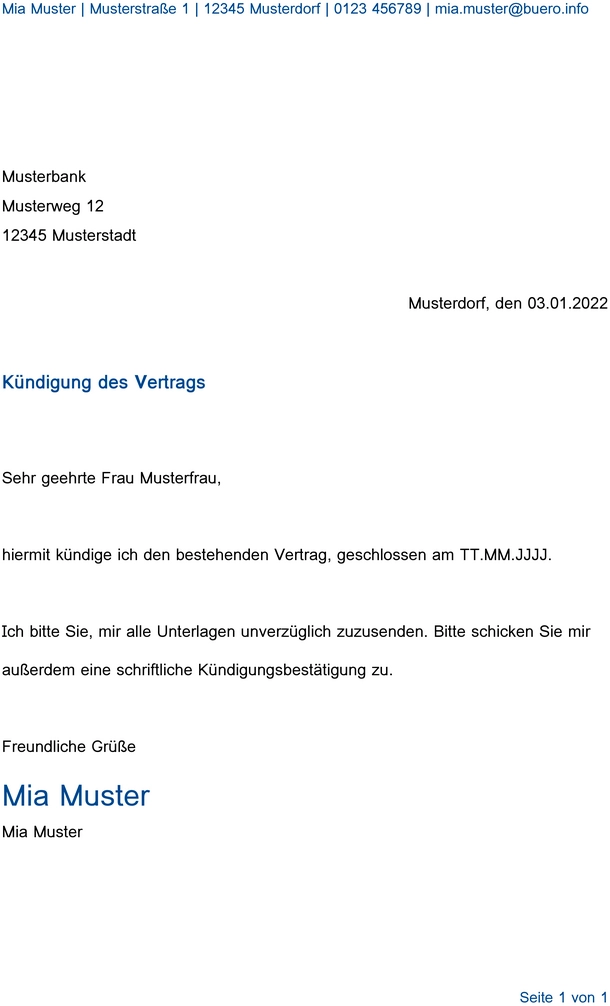 kuendigung-des-vertrags-vorlage