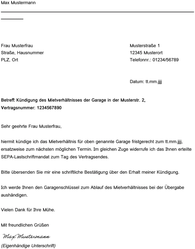 kuendigung-einer-garage-mietverhaeltnisse-vorlage