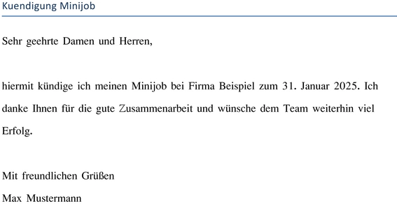 kuendigung-eines-minijobs-vorlage