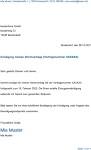 kuendigung-eines-stromvertrags-vorlage