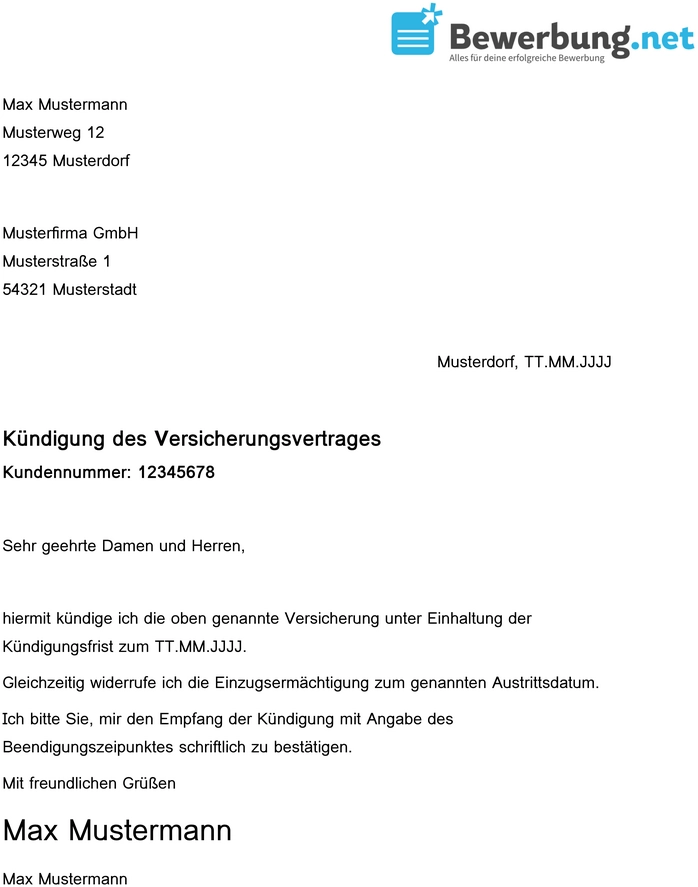 kuendigung-eines-versicherungsvertrages-vorlage