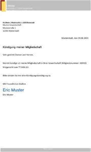kuendigung-gewerkschaftsmitgliedschaft-vorlage