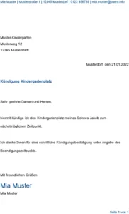 kuendigung-kindergartenplatz-vorlage