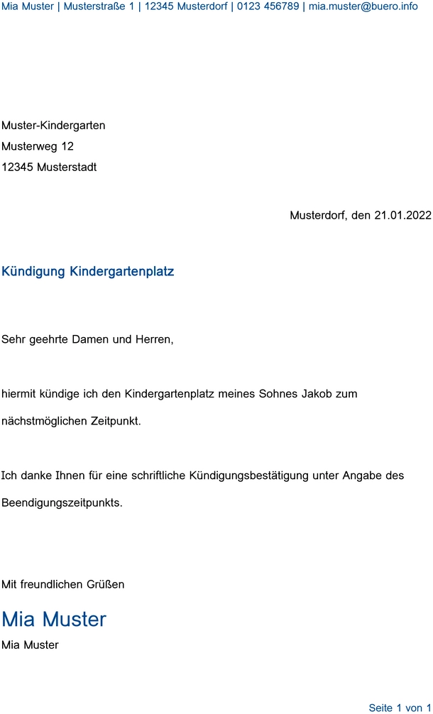 kuendigung-kindergartenplatz-vorlage