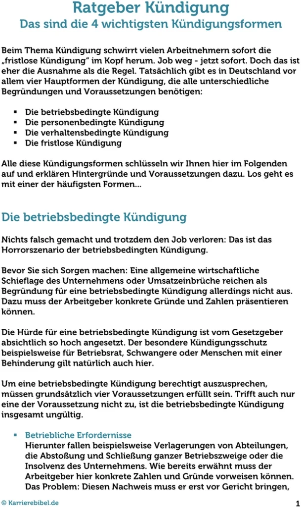 kuendigung-kundigungsarten-infos-tipps-checkliste