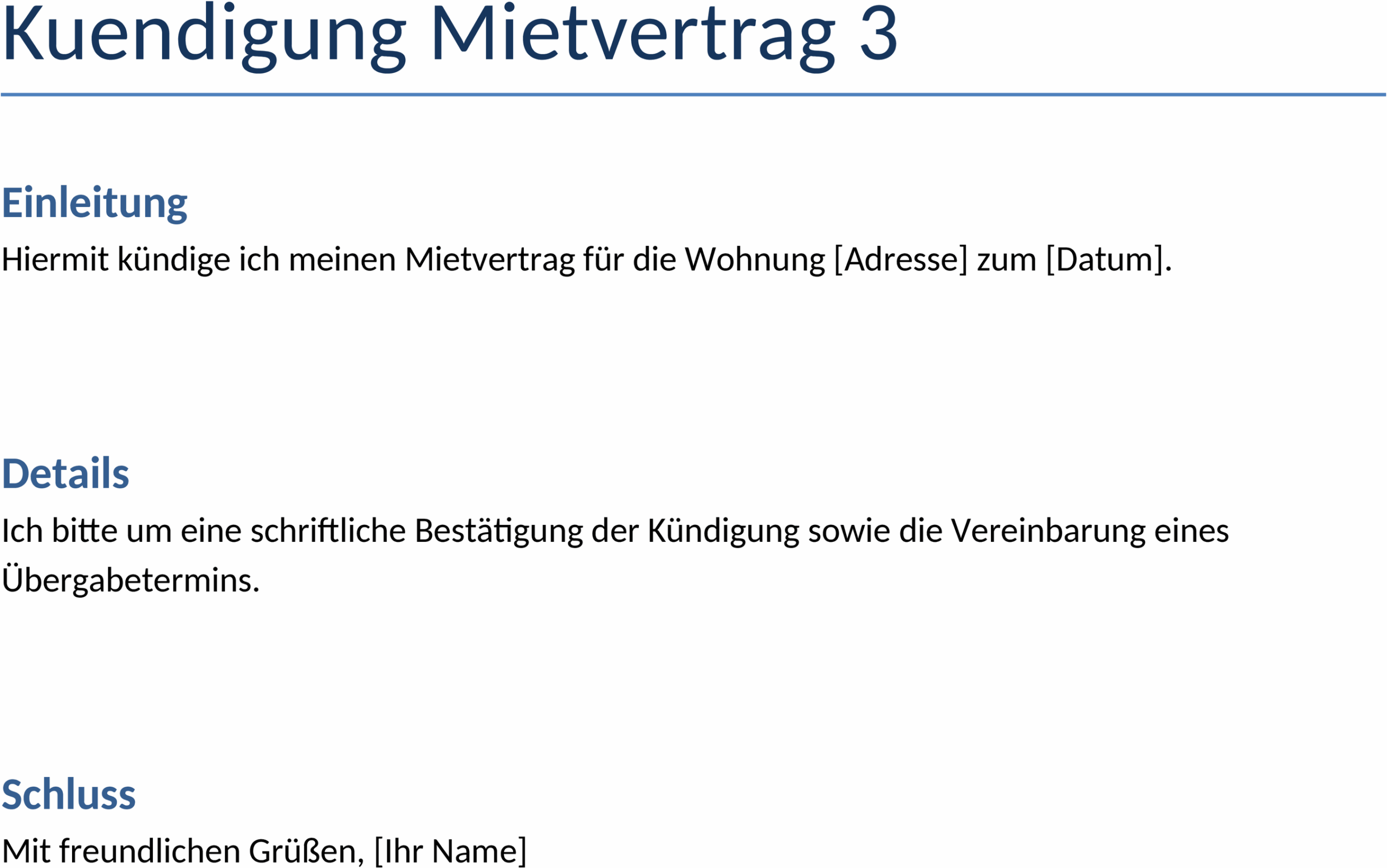 Word-Dokument zur Kündigung eines Mietvertrags