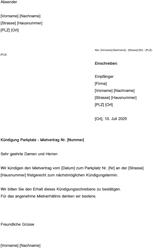 kuendigung-parking-vertrag-vorlage