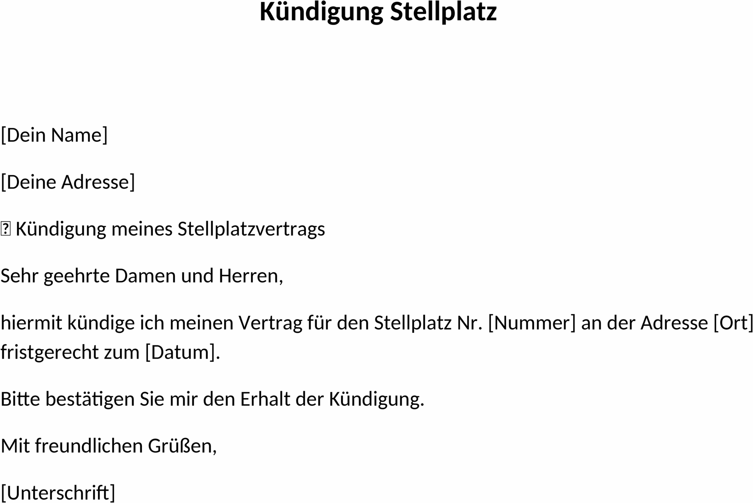 Kündigung Stellplatz Word-Dokument