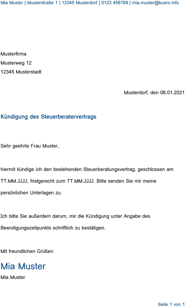 kuendigung-steuerberatervertrag-vorlage