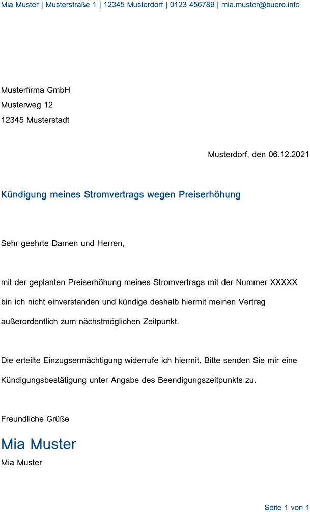 kuendigung-stromvertrag-wegen-preiserhoehung
