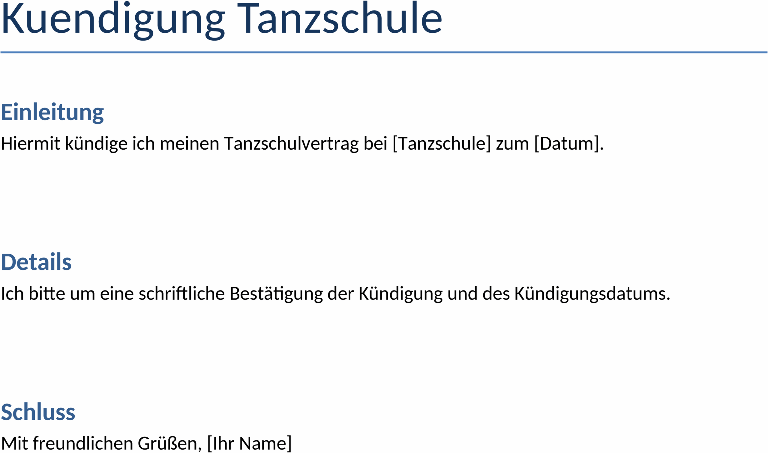 Word-Vorlage Kündigung Tanzschule