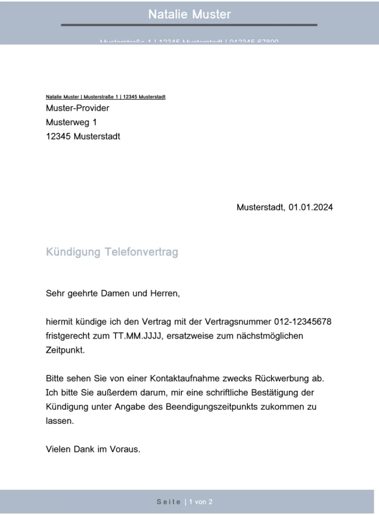 kuendigung-telefonvertrag-vorlage