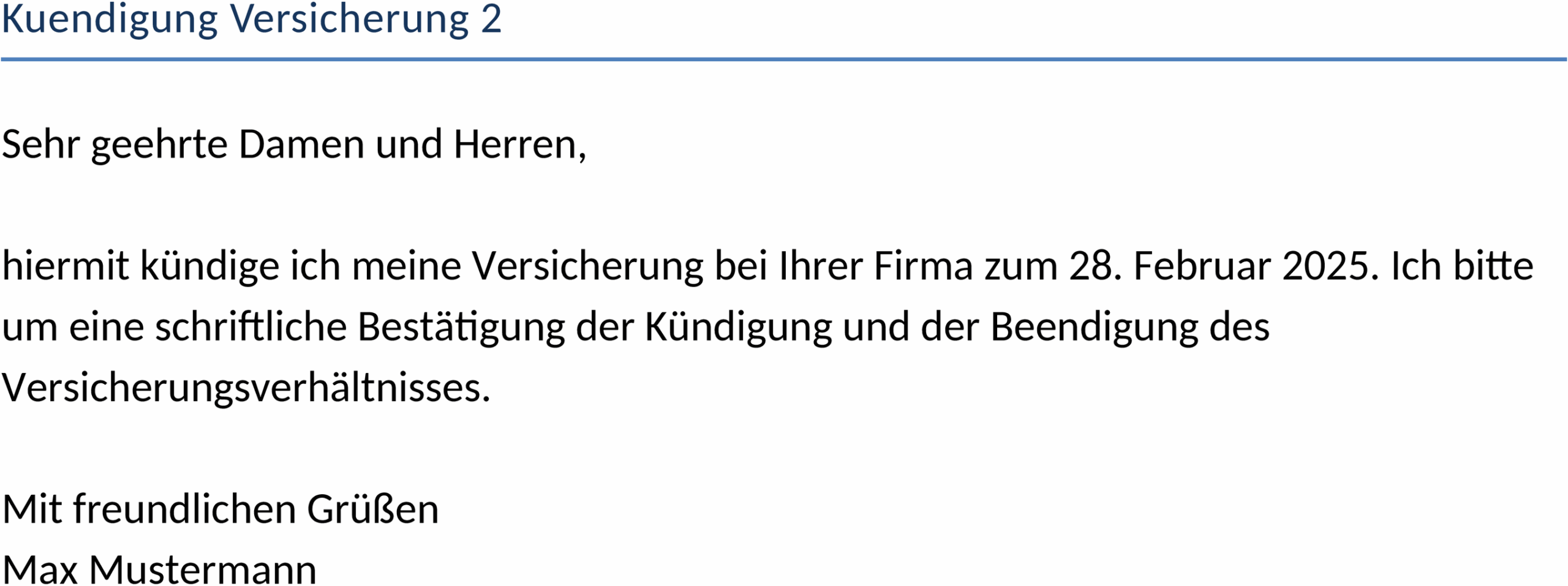 Word-Vorlage zur Kündigung von Versicherungen