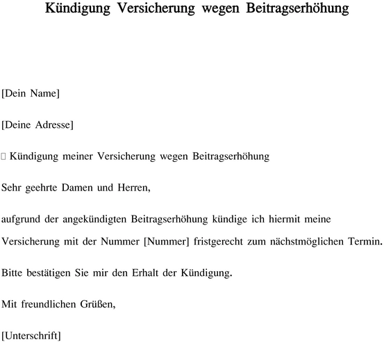 kuendigung-versicherung-wegen-beitragserhoehung