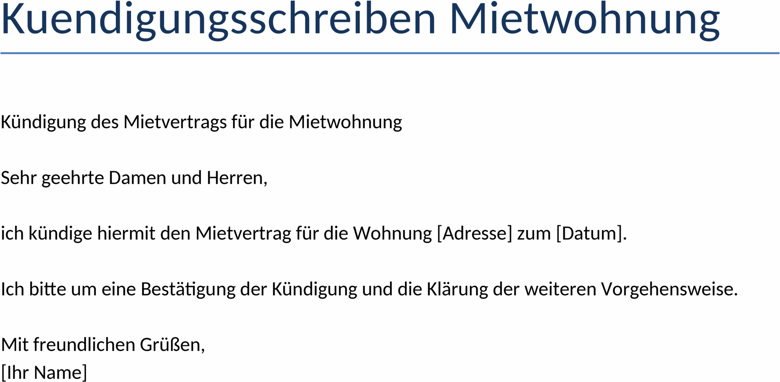 Kündigungsschreiben Mietwohnung Word