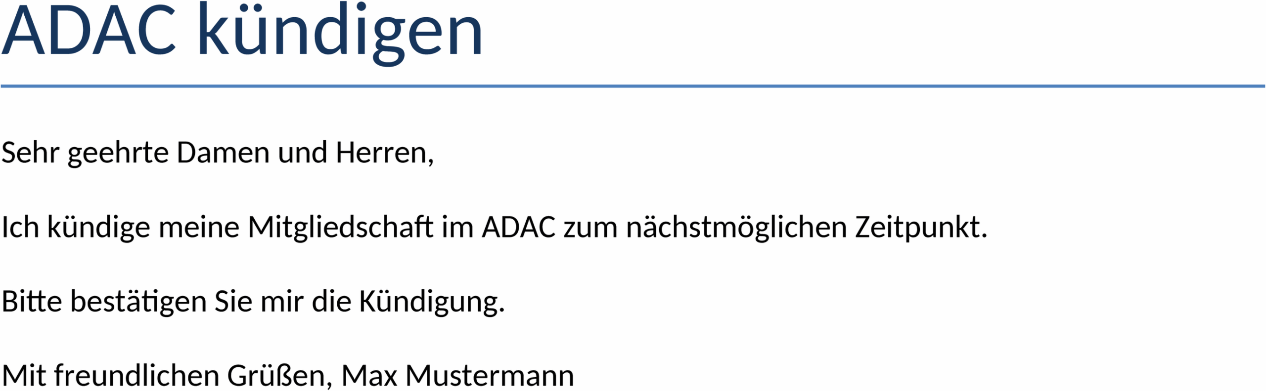 Kündigungsvorlage für ADAC-Verträge