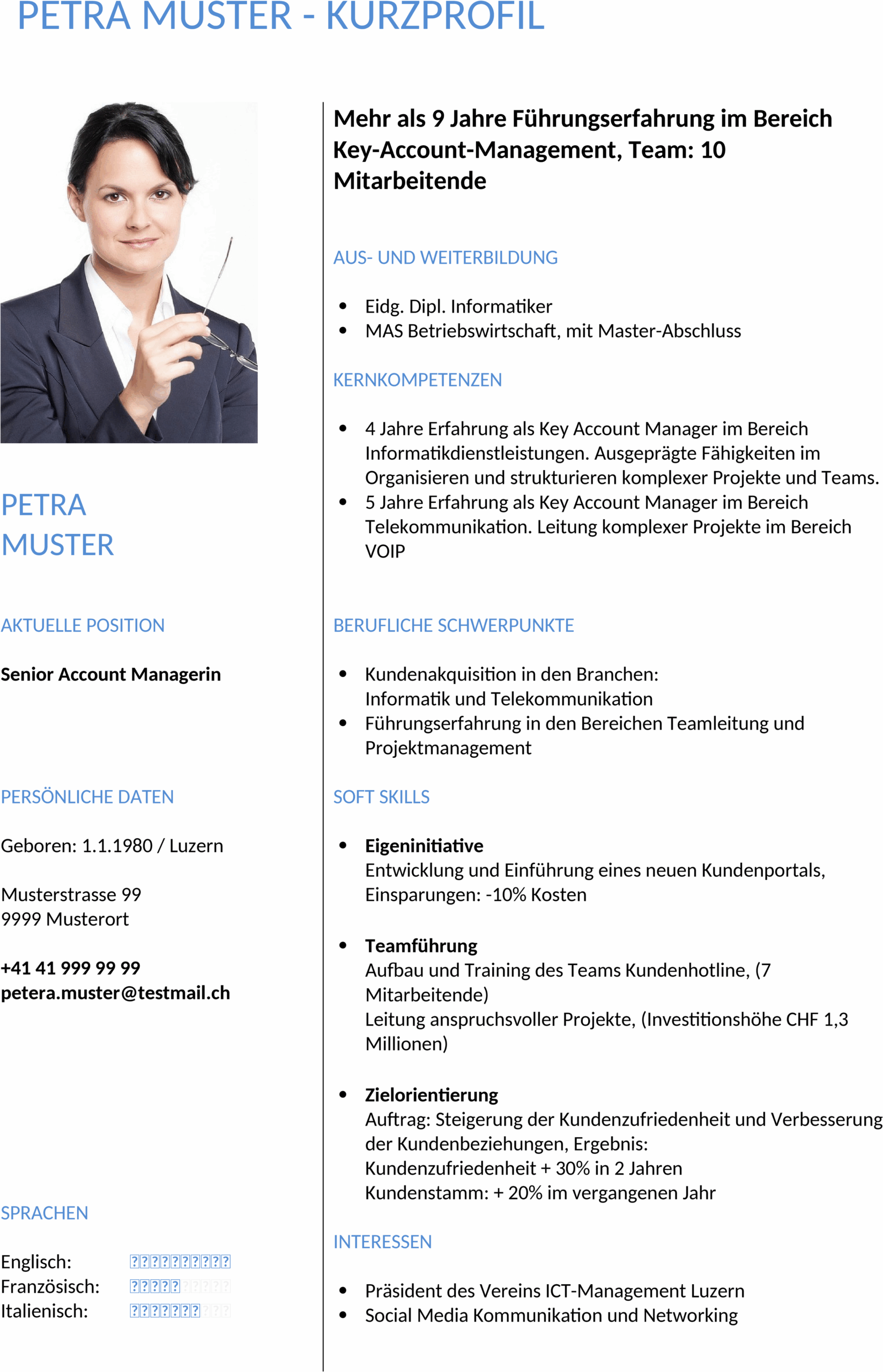 Kurzprofil-Vorlage im Word-Format