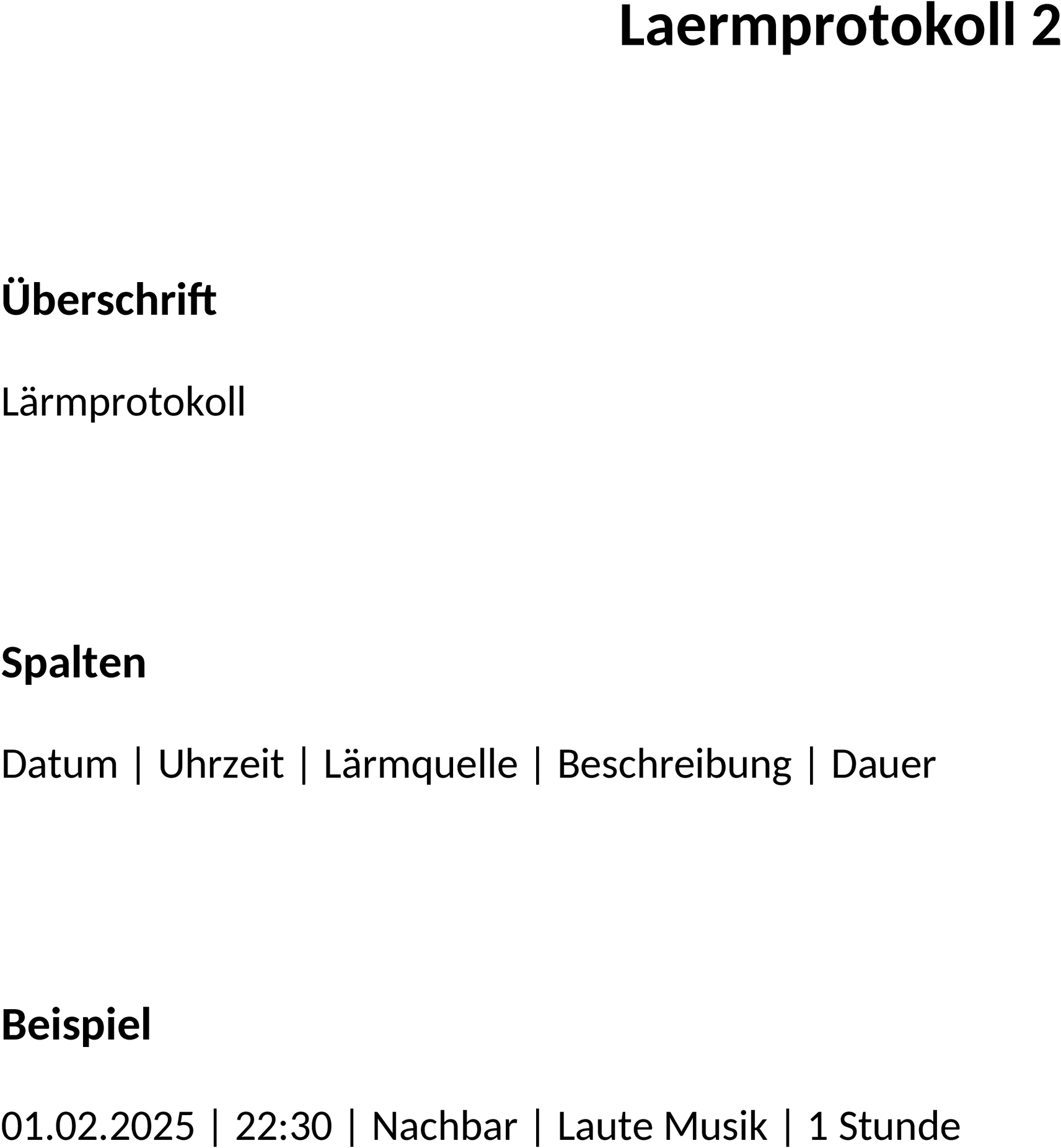 Laermprotokoll Word-Dokument: Präzise Dokumentation von Lärmbelästigungen