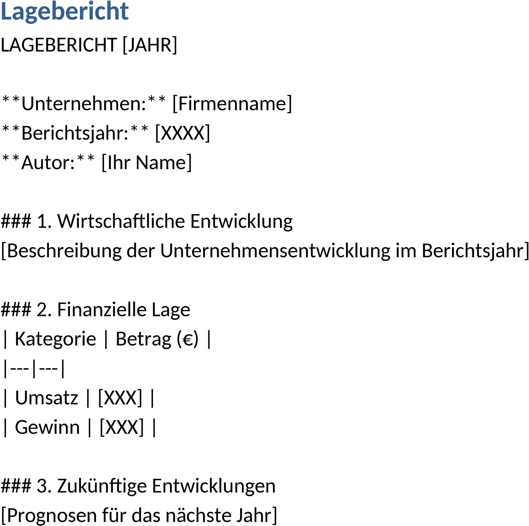 Lagebericht Word-Dokument